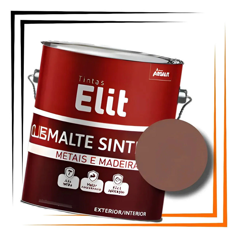 Tinta Esmalte Sintetico Elit 3,6l Secagem Rapida Alto Brilho Marrom Brilhante