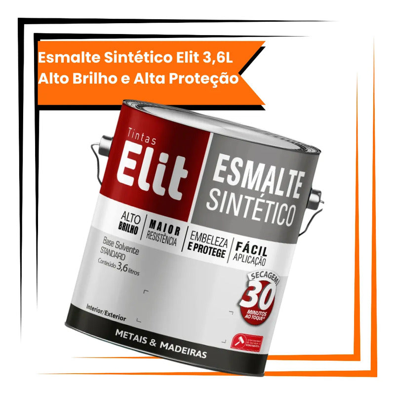 Tinta Esmalte Sintético Elit 3,6l Metais Madeiras Brilho Marrom
