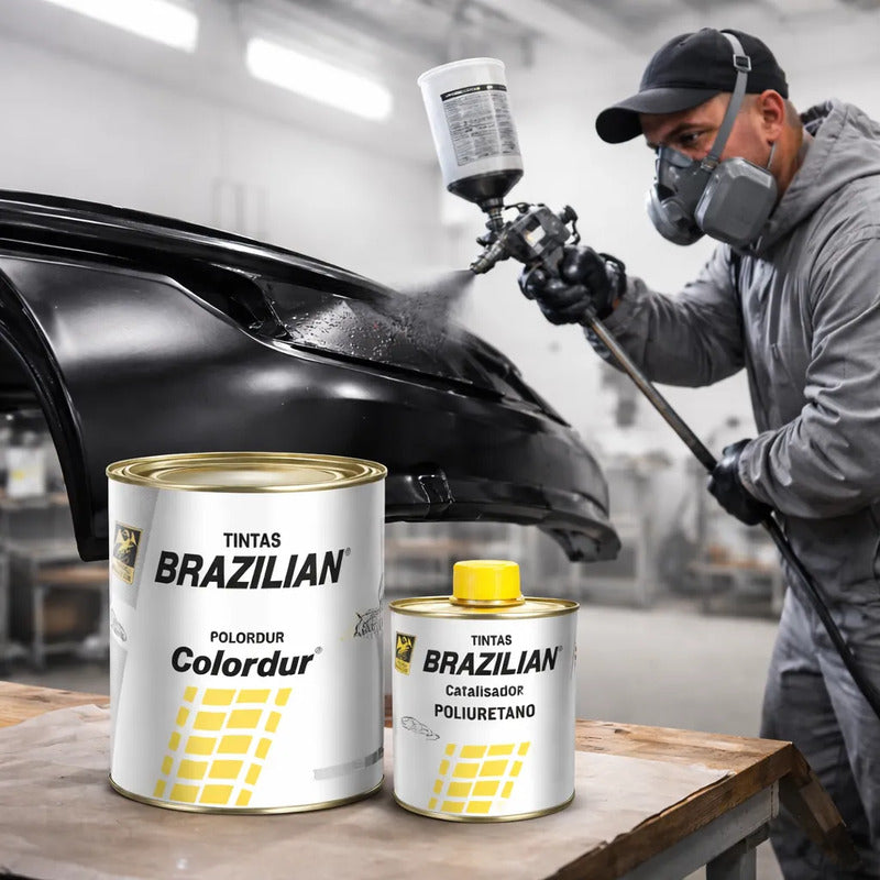 Tinta Pu Preto Cadilac 675ml + Catalisador Brazilian
