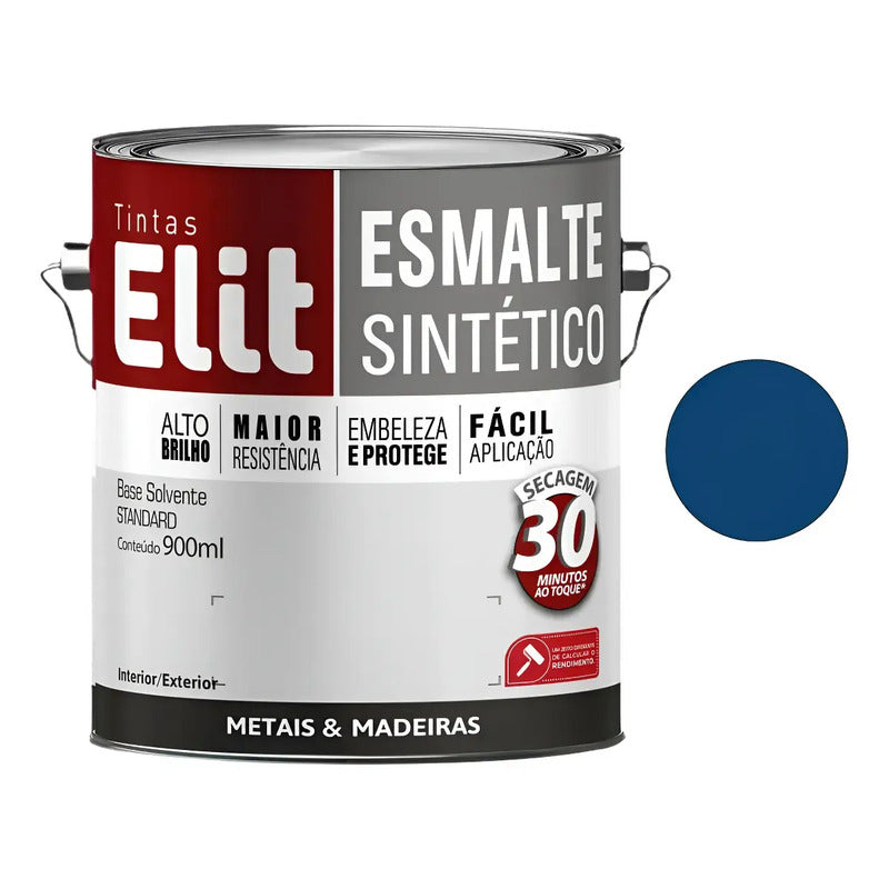 Tinta Esmalte Sintético Elit 3,6l Metais Madeiras Brilho Azul França Brilhante