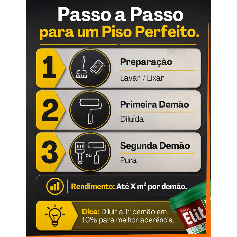 Tinta Para Piso Acrílica 3,6l Elit Alta Resistência Marfim Fosco