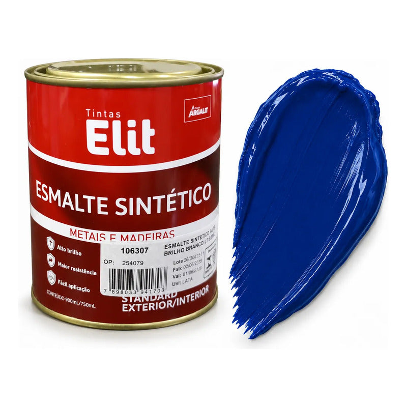Esmalte Sintético Brilhante Elit 900ml Várias Cores Azul Del Rey
