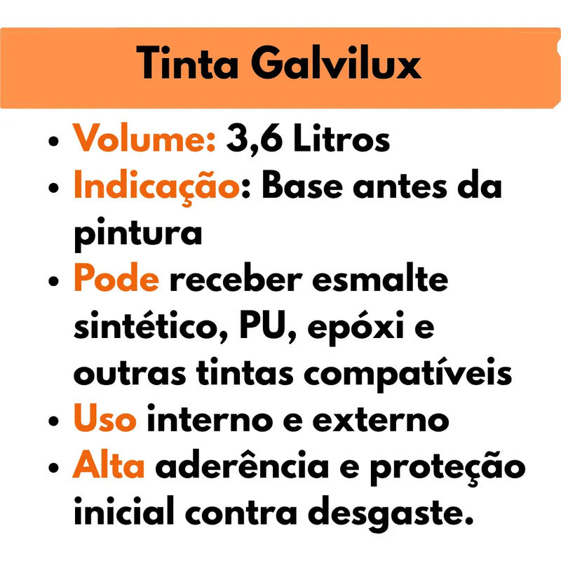 Fundo Galvanizado Galvilux Branco 3,6 Litros Brazilian