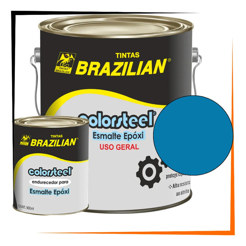 Tinta Epóxi Alta Resistência + Endurecedor 3,6l Kit Profissi Azul Segurança Brilhante