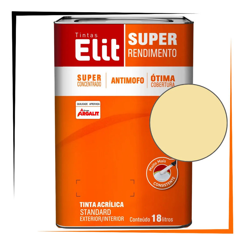 Tinta Acrílica Elit Super Rendimento 18l Exterior/interior Amarelo Canário