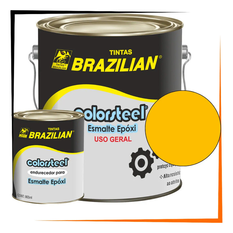 Tinta Epóxi Alta Resistência + Endurecedor 3,6l Kit Profissi Amarelo Ouro Brilhante