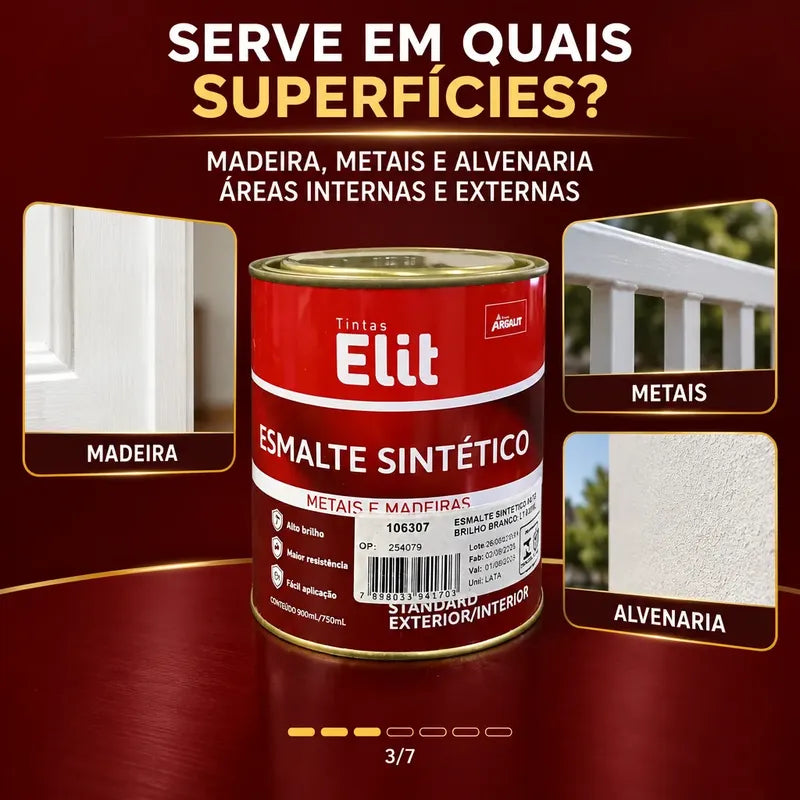 Esmalte Sintético Brilhante Elit 900ml Várias Cores Vermelho