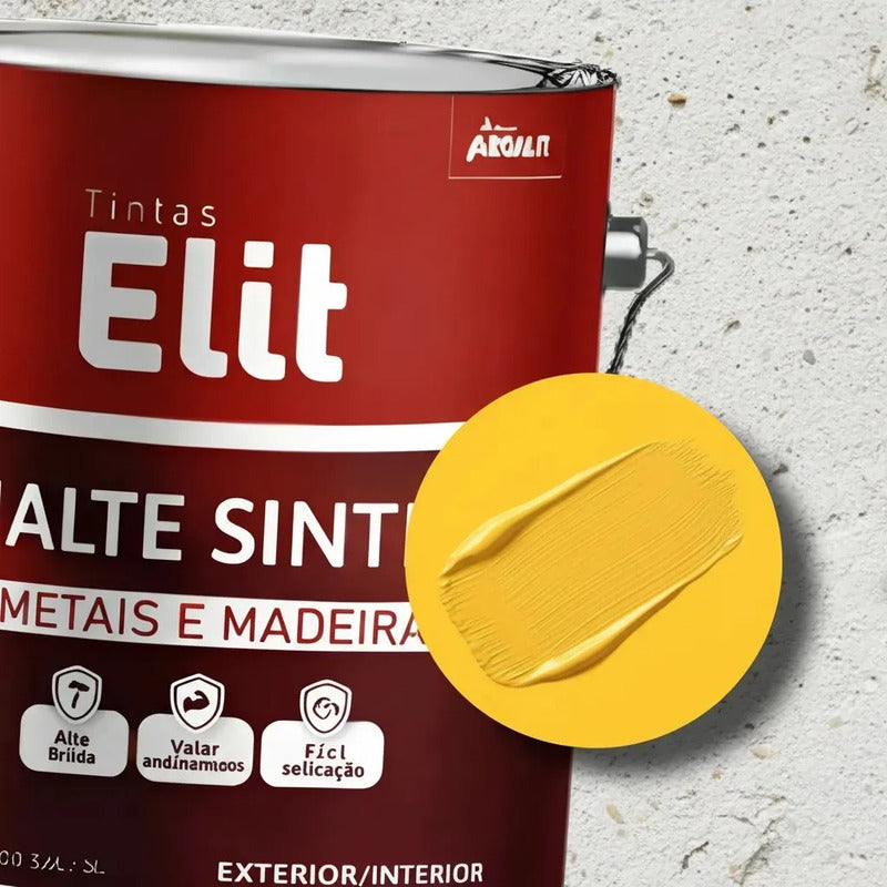 Tinta Esmalte Sintetico Elit 3,6l Secagem Rapida Alto Brilho Amarelo Ouro Brilhante