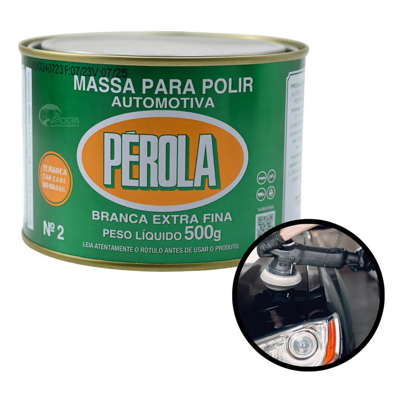 Massa De Polir Automotiva Pérola Extra Fina N 2 Carnaúba 500g Branca