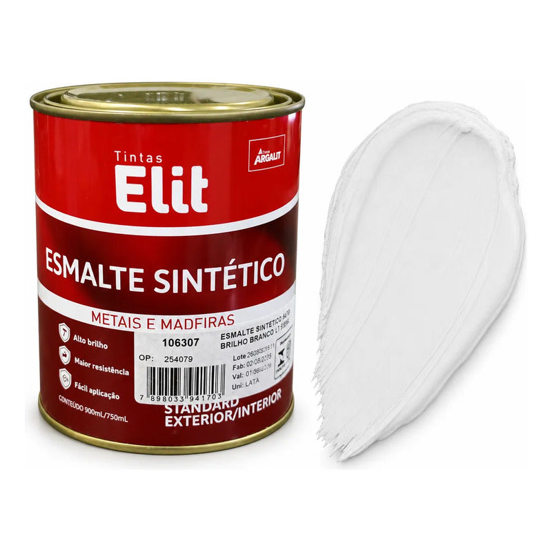 Esmalte Sintético Brilhante Elit 900ml Várias Cores Branco Fosco