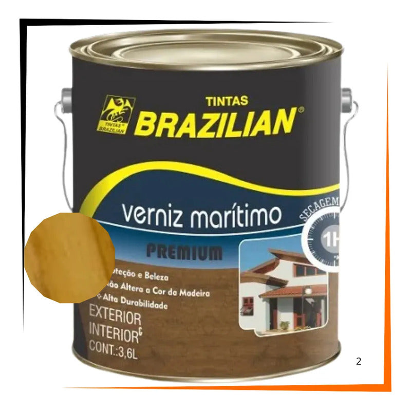 Verniz Marítimo Brilhante Brazilian 3,6l Galão Para Madeira Incolor Brilhante