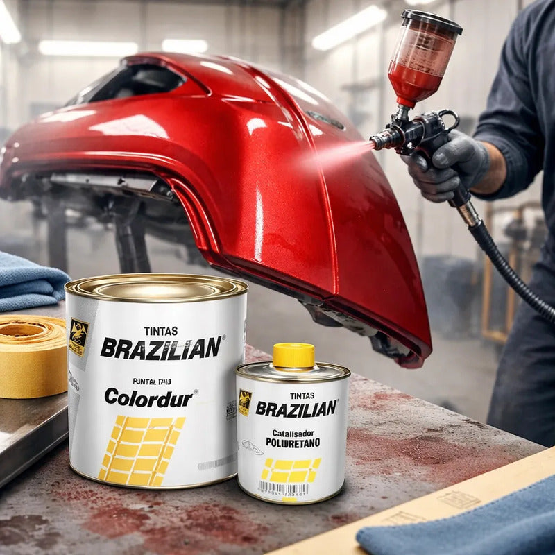 Tinta Pu Vermelho Ferrara 675ml + Catalisador Brazilia