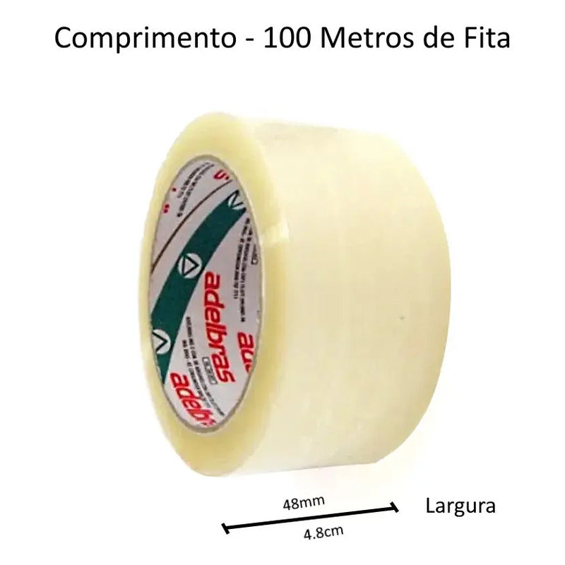 Kit 10 Fita Adesiva Transparente Adelbras 48mm X 40m Pacote Ocre