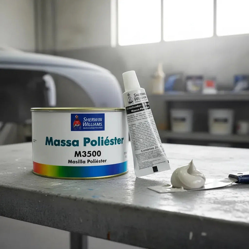 Massa Poliéster Sherwin Williams M3500 750g + Cat Lazzuril