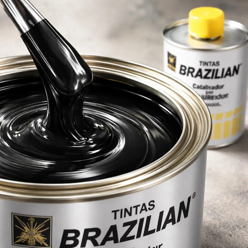 Tinta Pu Preto Universal Vw 94 675ml + Catalisador Brazilian