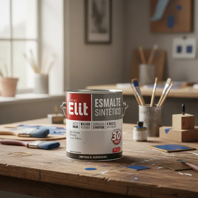 Tinta Esmalte Sintético Elit 3,6l Metais Madeiras Brilho Azul França