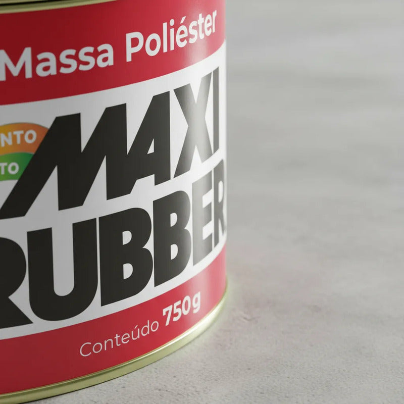 Massa Poliéster Maxi Rubber 750g Com Catalisador Funilaria Cinza