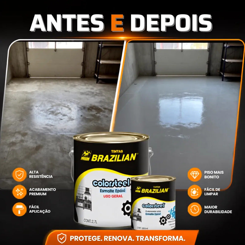 Tinta Epóxi Alta Resistência + Endurecedor 3,6l Kit Profissi Preto Brilhante