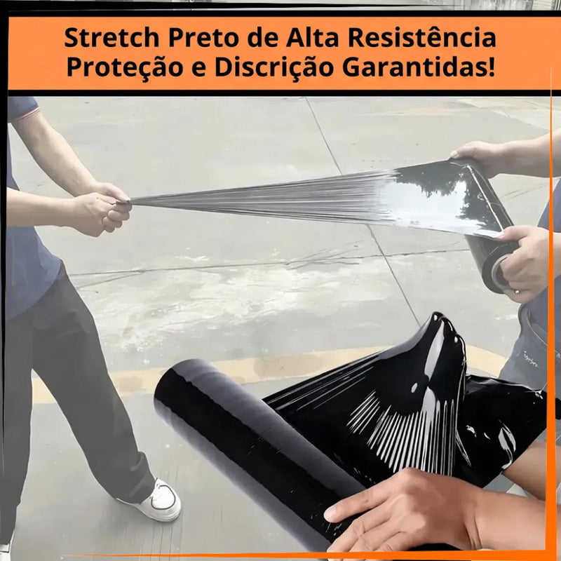 Kit 2 Filme Stretch Preto 500mm 3kg Reforçado Mudança
