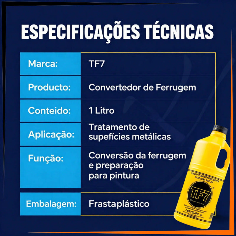 Convertedor De Ferrugem Tf7 1 Litro Neutralizador Ferrugem Amarelo