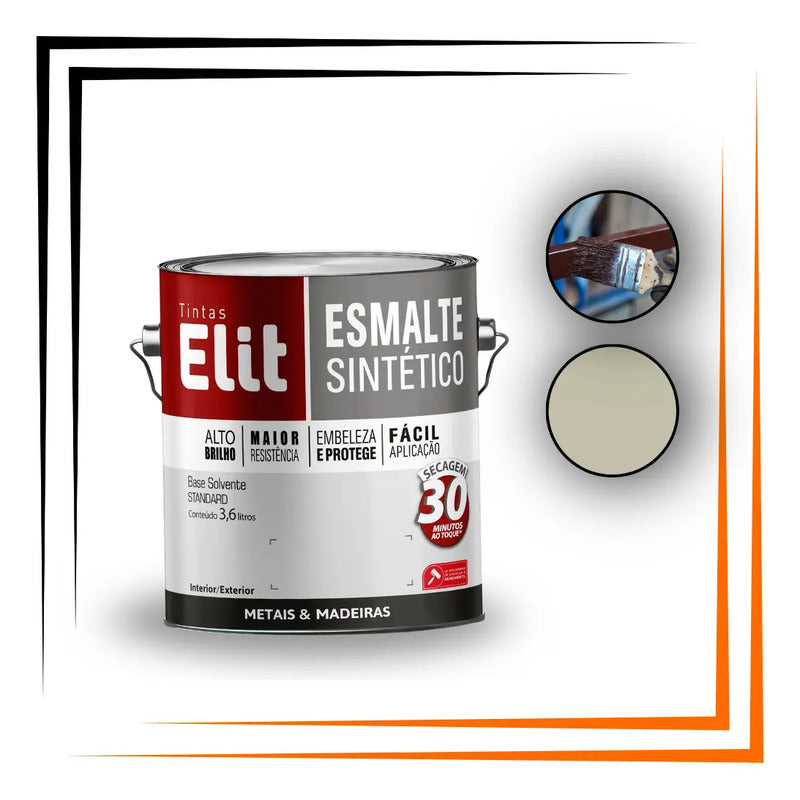 Tinta Esmalte Sintético Elit 3,6l Metais Madeiras Brilho Platina