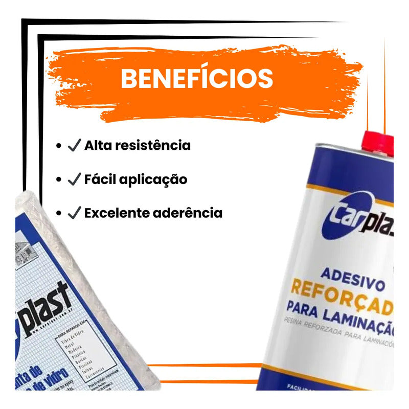 Kit Resina Para Fibra De Vidro + Manta Carplast Incolor