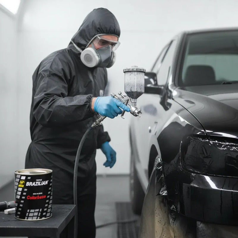 Tinta Automotiva Poliéster Preto Vesuvio Perol. Fiat 900ml.