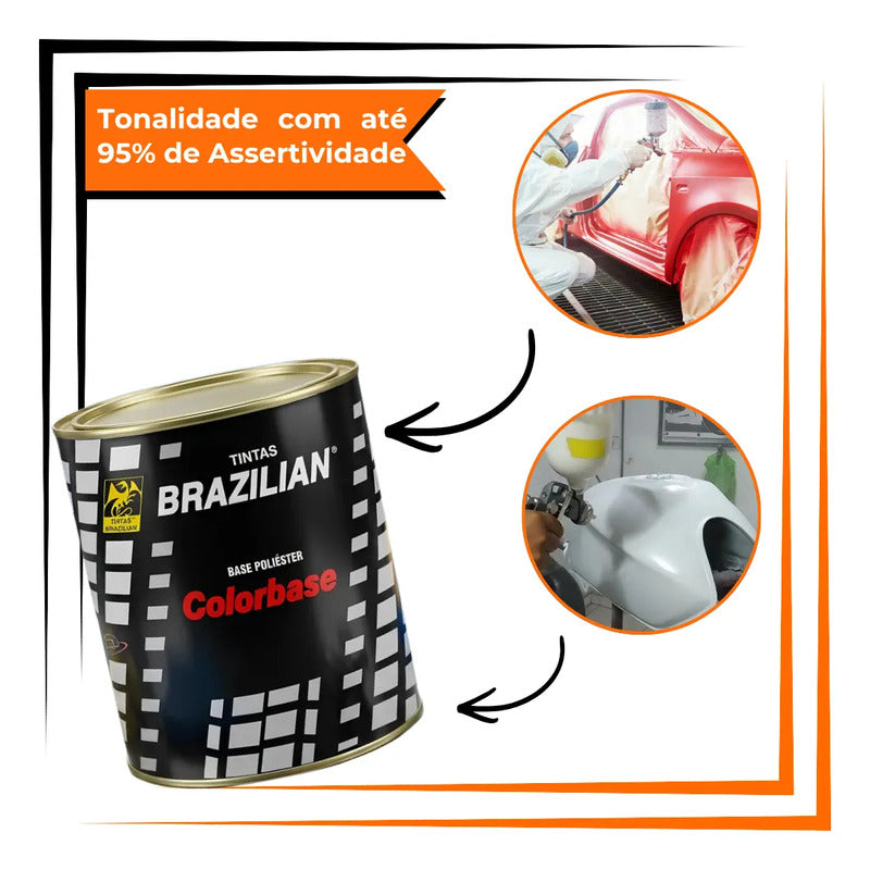Tinta Base Poliéster Brazilian 900ml Tons De Vermelho Warm Silver Hyundai 97