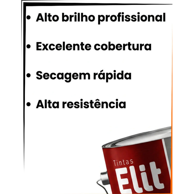 Kit Esmalte Sintético 3,6l + Rolo + Trincha Cores Elit Kit Marrom Conhaque Brilhante