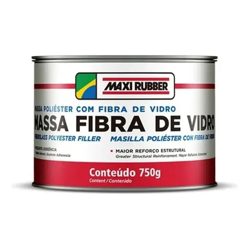 Massa Poliéster Com Fibra De Vidro 750gr Maxi Rubber