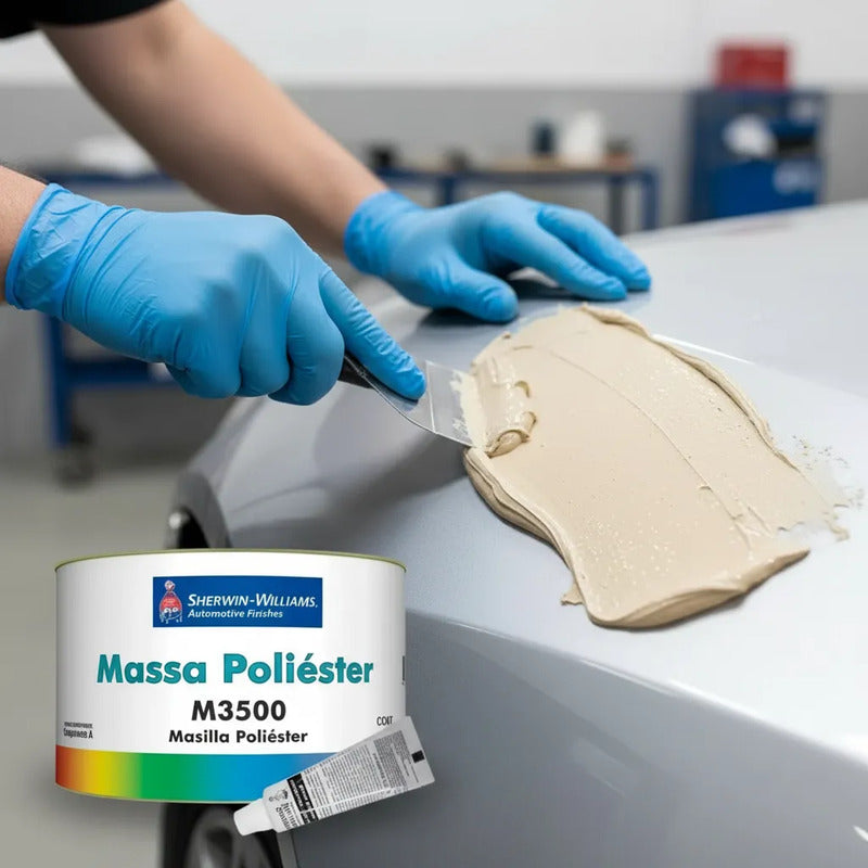 Massa Poliéster Sherwin M3500 750g + Catalisador Incluso