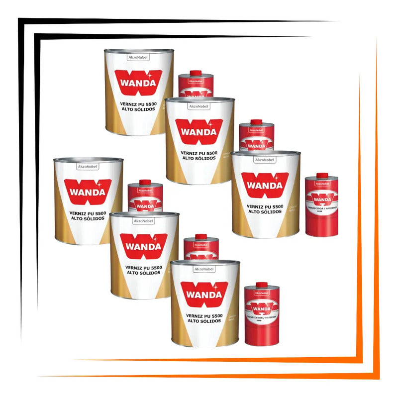 Kit 6 Verniz Pu Wanda 5500 750ml + Catalisador  Alto Brilho
