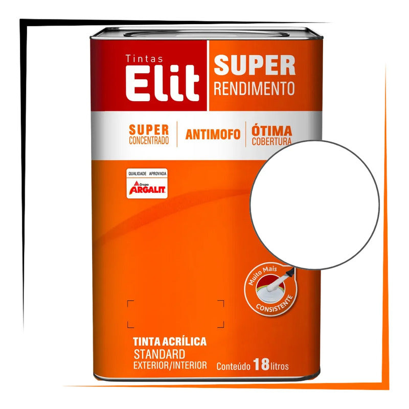 Tinta Acrílica Elit Super Rendimento 18l Exterior/interior Branco