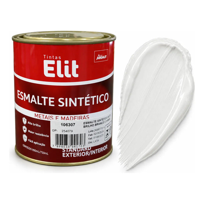 Esmalte Sintético Brilhante Elit 900ml Várias Cores Branco Acetinado