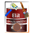 Kit Esmalte Sintético 3,6l + Rolo + Trincha Cores Elit Kit Marrom Brilhante