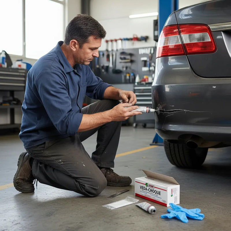 Kit Veda Choque Automotivo  Reparador Com Bisnagas E Manta Branco / Prata