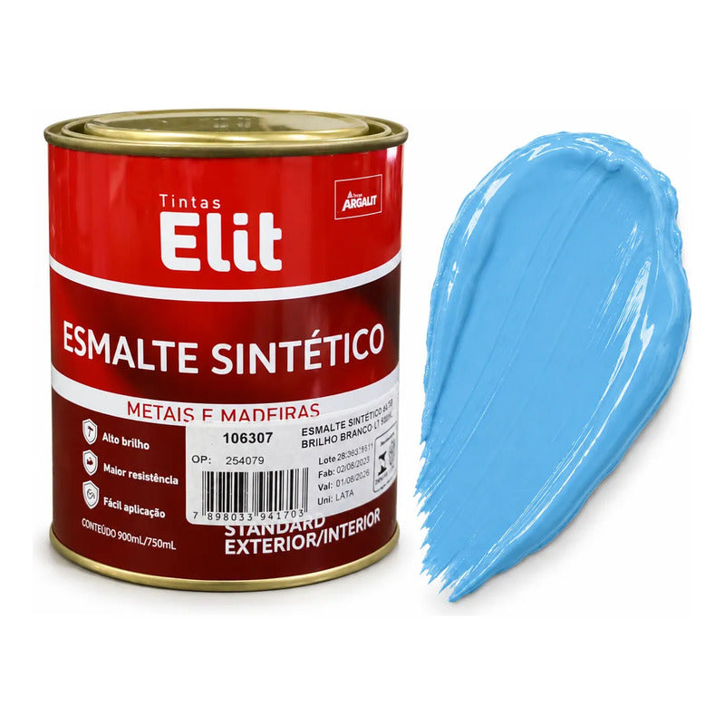 Esmalte Sintético Brilhante Elit 900ml Várias Cores Azul-celeste