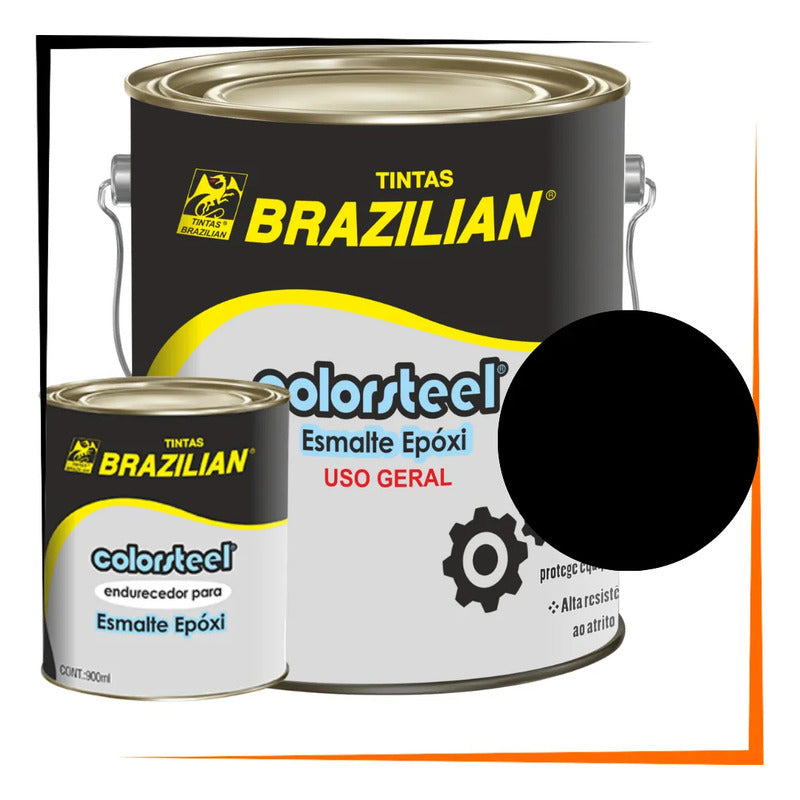 Tinta Epóxi Alta Resistência + Endurecedor 3,6l Kit Profissi Preto Brilhante