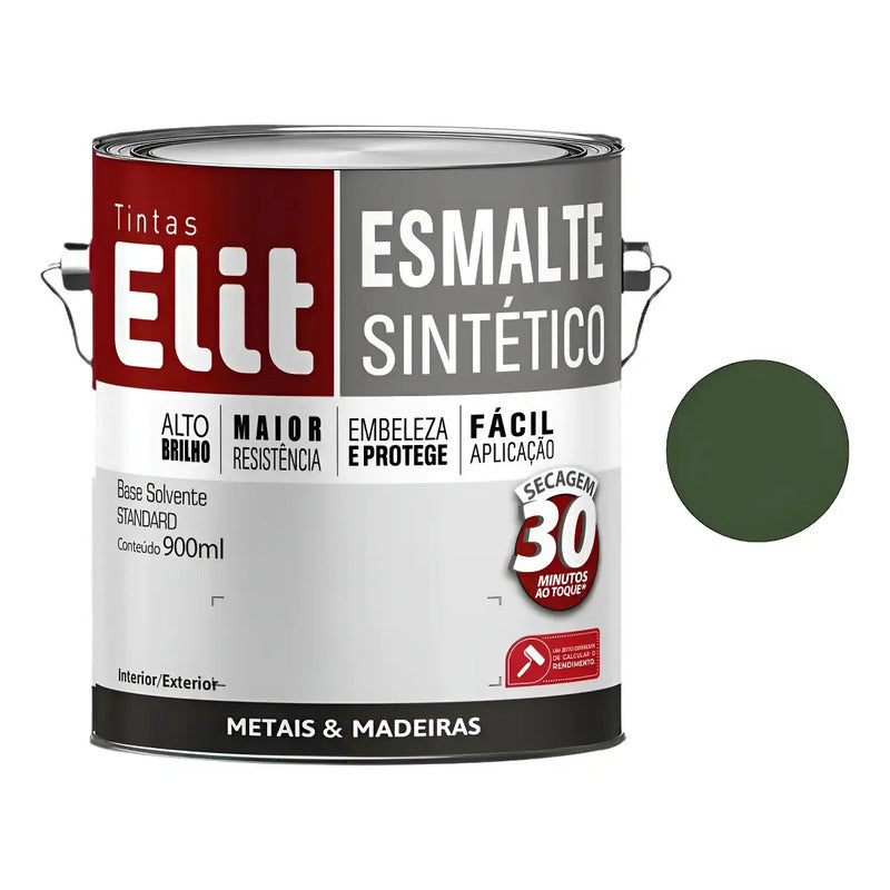 Tinta Esmalte Sintético Elit 3,6l Metais Madeiras Brilho Verde Colonial Brilhante