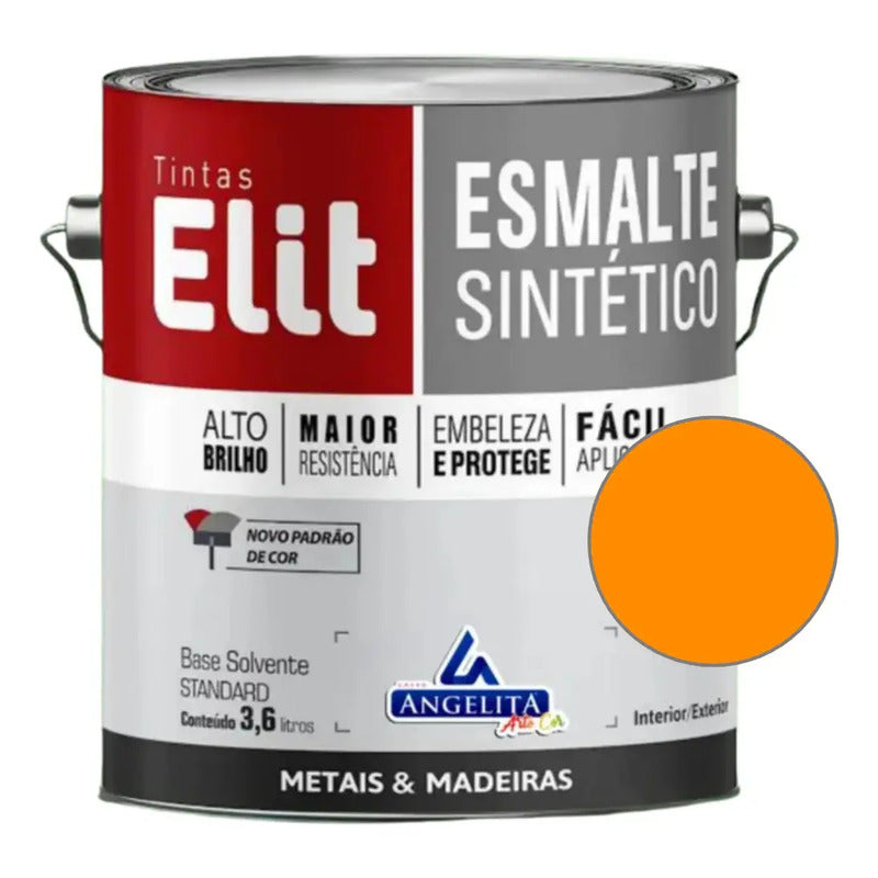 Esmalte Sintético Elit 3,6l Cores Brilhantes Metais/madeir Cor Laranja