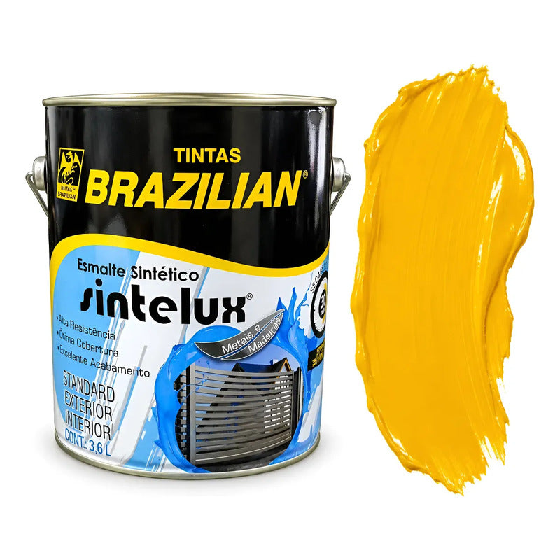 Esmalte Sintético Sintelux Alto Brilho  Brazilian Tintas 3,6 Amarelo Ouro Brilhante