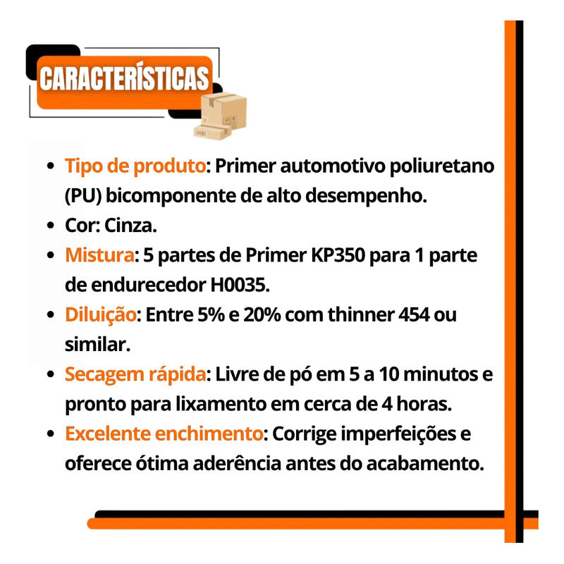 Primer Kp350 Lazzuril Automotivo Pu Cinza