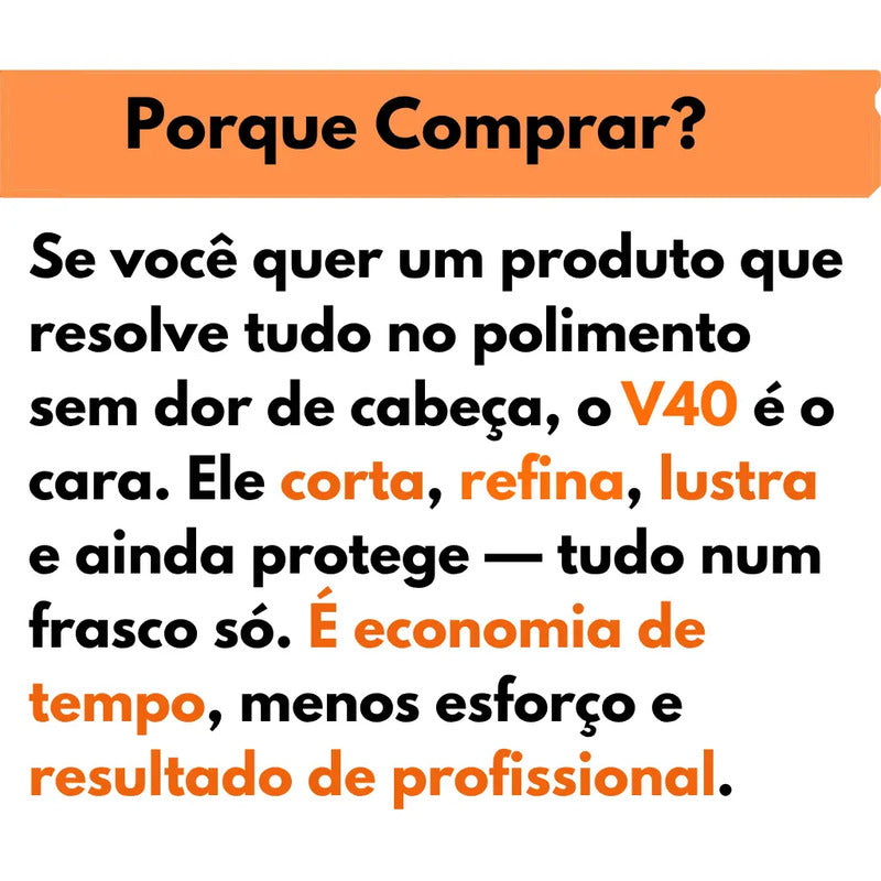 Cera Polidor Corte Refino Lustro Protecao 4 Em 1 V40 Vonix