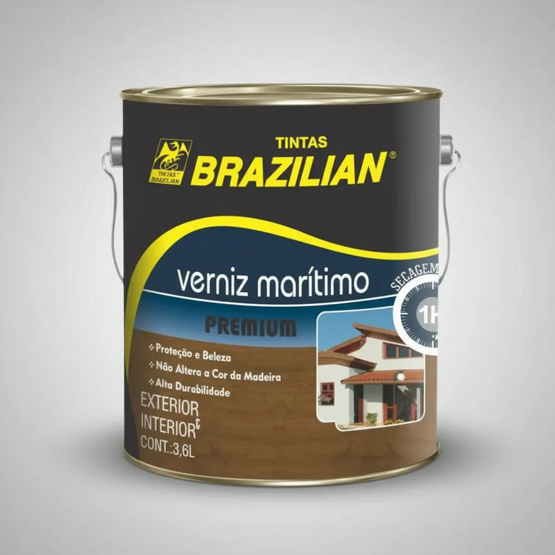 Verniz Marítimo Brilhante Brazilian 3,6l Galão Para Madeira Incolor Brilhante