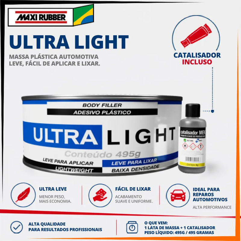 Massa Plástica Adesivo Ultra Light 450g Funilaria Automotiva
