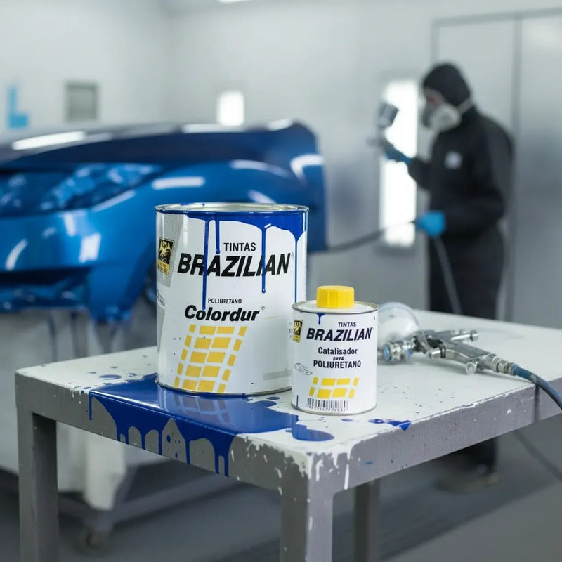 Tinta Pu Azul Safira Vw 74 1/4 675ml + Catalisador Brazilian