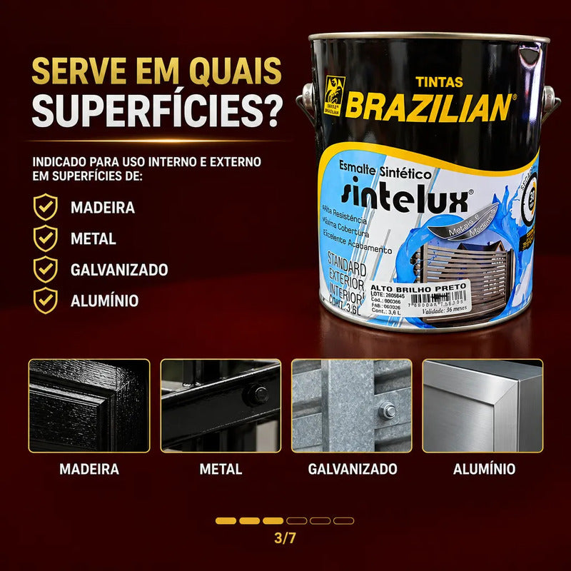 Esmalte Sintético Sintelux Alto Brilho  Brazilian Tintas 3,6 Vermelho Brilhante