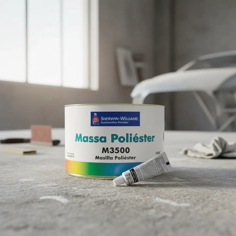 Massa Poliéster Sherwin M3500 750g + Catalisador Incluso