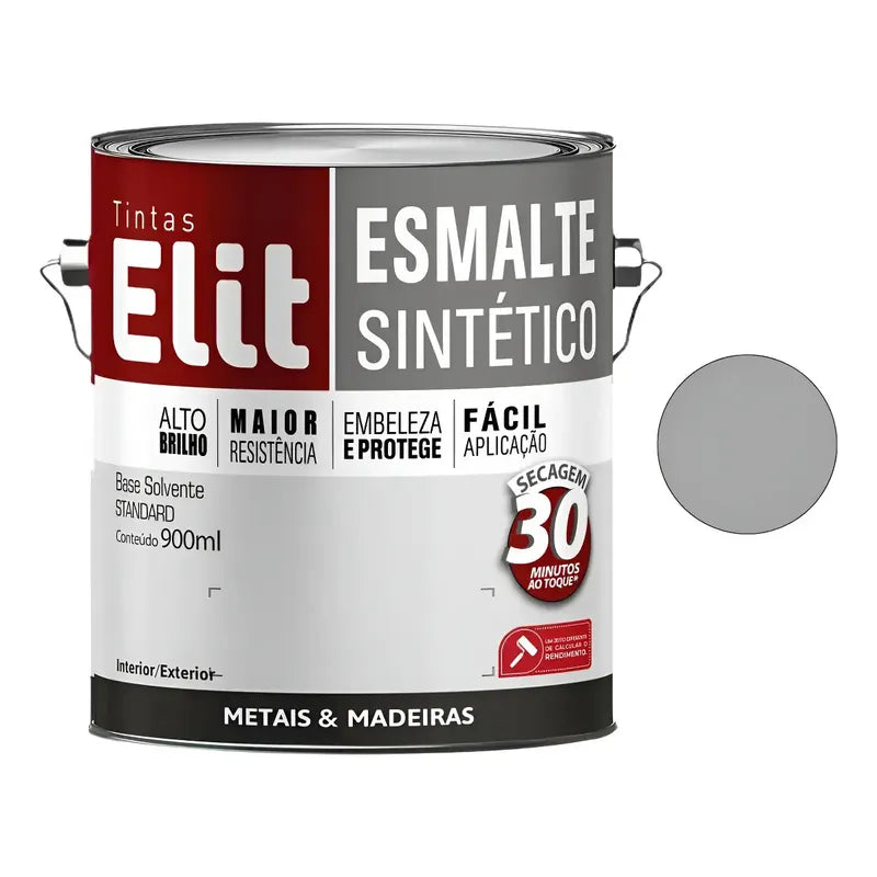 Tinta Esmalte Sintético Elit 3,6l Metais Madeiras Brilho Platina Brilhante