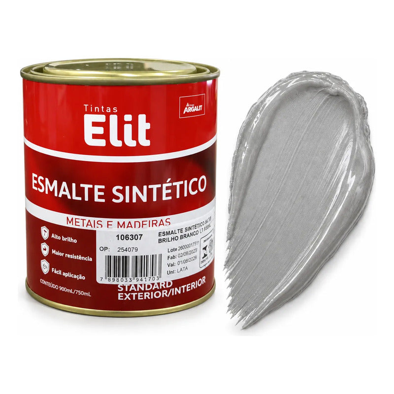 Esmalte Sintético Brilhante Elit 900ml Várias Cores Platina